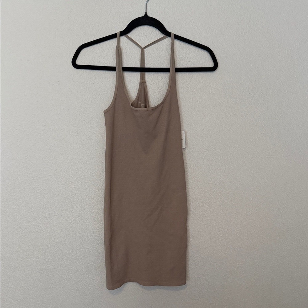 Chic Tan Sleeveless Mini Dress